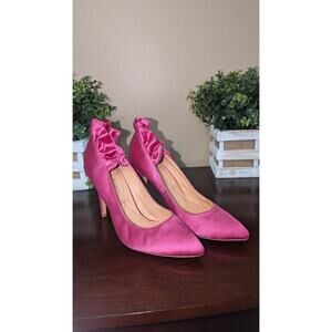 POUR LA VICTORIA Women's Formal Satin‎ Heels Pink Shoes Size 9.5 Balletcore Prom